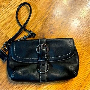 Coach black leather wristlet